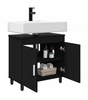 vidaXL Bathroom Vanity Unit Black 60 x 35 x 60 cm Engineered Wood — V0672169438