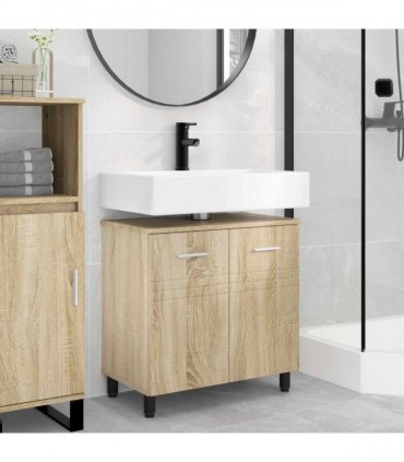 vidaXL Bathroom Vanity Unit Sonoma Oak 60 x 35 x 60 cm Engineered Wood — V0672169445
