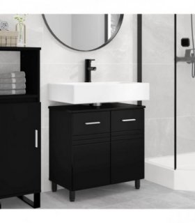vidaXL Bathroom Vanity Unit Black 60 x 35 x 60 cm Engineered Wood — V0672169446