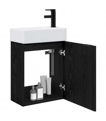 vidaXL Bathroom Vanity Unit with Tap Black Oak 45.5 x 22.5 x 84 cm — Model: Right hand