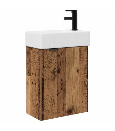 vidaXL Bathroom Vanity Unit with Tap Old Wood 45.5 x 22.5 x 84 cm — Model: Right hand