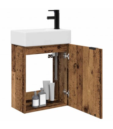 vidaXL Bathroom Vanity Unit with Tap Old Wood 45.5 x 22.5 x 84 cm — Model: Right hand
