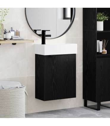vidaXL Bathroom Vanity Unit with Tap Black Oak 45.5 x 22.5 x 84 cm — Model: Left hand
