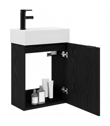 vidaXL Bathroom Vanity Unit with Tap Black Oak 45.5 x 22.5 x 84 cm — Model: Left hand