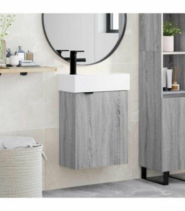 vidaXL Bathroom Vanity Unit with Tap Grey Sonoma 45.5 x 22.5 x 84 cm — Model: Left hand