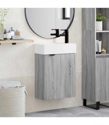 vidaXL Bathroom Vanity Unit with Tap Grey Sonoma 45.5 x 22.5 x 84 cm — Model: Right hand