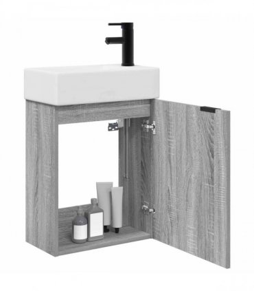 vidaXL Bathroom Vanity Unit with Tap Grey Sonoma 45.5 x 22.5 x 84 cm — Model: Right hand