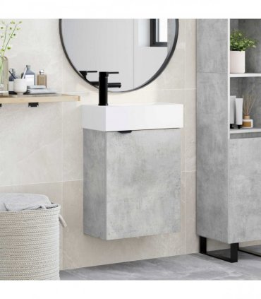 vidaXL Bathroom Vanity Unit with Tap Concrete Grey 45.5 x 22.5 x 84 cm — Model: Left hand