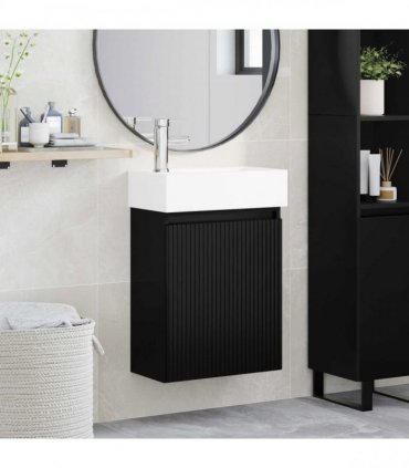 vidaXL Bathroom Vanity Unit with Tap Black 45.5 x 22.5 x 84 cm — Model: with left faucet