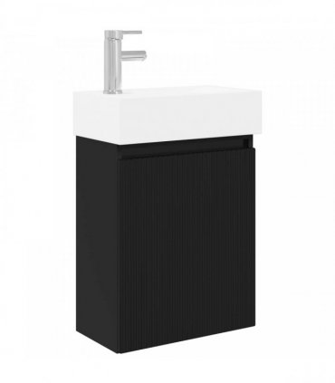 vidaXL Bathroom Vanity Unit with Tap Black 45.5 x 22.5 x 84 cm — Model: with left faucet
