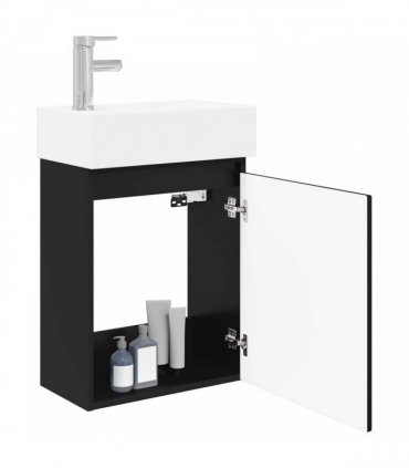 vidaXL Bathroom Vanity Unit with Tap Black 45.5 x 22.5 x 84 cm — Model: with left faucet