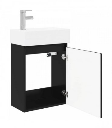 vidaXL Bathroom Vanity Unit with Tap Black 45.5 x 22.5 x 84 cm — Model: with left faucet