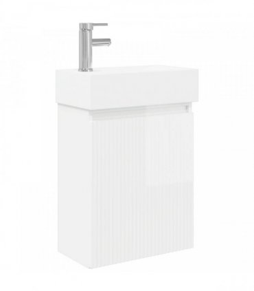 vidaXL Bathroom Vanity Unit with Tap High Gloss White — Model: with left faucet