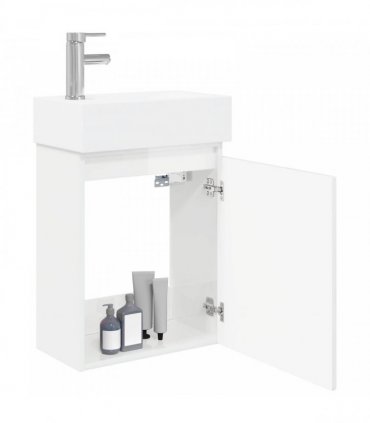 vidaXL Bathroom Vanity Unit with Tap High Gloss White — Model: with left faucet