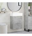 vidaXL Bathroom Vanity Unit with Tap Concrete Grey 45.5 x 22.5 x 84 cm — Model: with left faucet