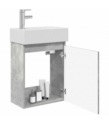 vidaXL Bathroom Vanity Unit with Tap Concrete Grey 45.5 x 22.5 x 84 cm — Model: with left faucet