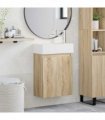 vidaXL Bathroom Vanity Unit with Tap Sonoma Oak 45.5 x 22.5 x 84 cm — Model: with right faucet