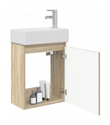 vidaXL Bathroom Vanity Unit with Tap Sonoma Oak 45.5 x 22.5 x 84 cm — Model: with right faucet