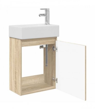 vidaXL Bathroom Vanity Unit with Tap Sonoma Oak 45.5 x 22.5 x 84 cm — Model: with right faucet