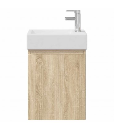 vidaXL Bathroom Vanity Unit with Tap Sonoma Oak 45.5 x 22.5 x 84 cm — Model: with right faucet