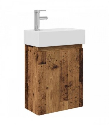 vidaXL Bathroom Vanity Unit with Tap Old Wood 45.5 x 22.5 x 84 cm — Model: with left faucet