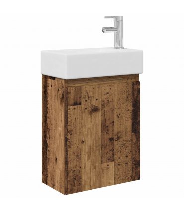 vidaXL Bathroom Vanity Unit with Tap Old Wood 45.5 x 22.5 x 84 cm — Model: with right faucet