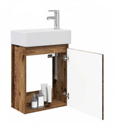 vidaXL Bathroom Vanity Unit with Tap Old Wood 45.5 x 22.5 x 84 cm — Model: with right faucet