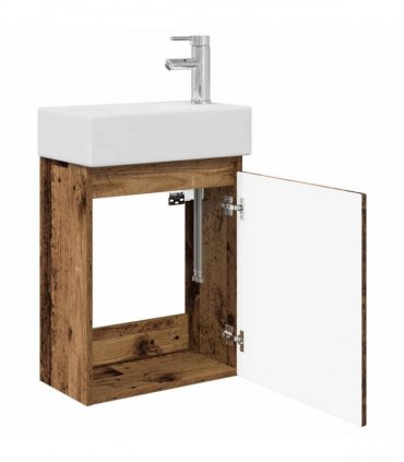 vidaXL Bathroom Vanity Unit with Tap Old Wood 45.5 x 22.5 x 84 cm — Model: with right faucet
