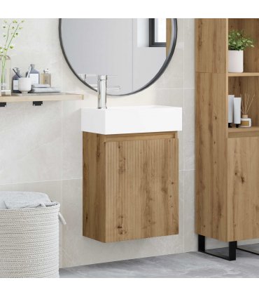 vidaXL Bathroom Vanity Unit with Tap Artisan Oak 45.5 x 22.5 x 84 cm — Model: with left faucet