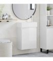 vidaXL Bathroom Vanity Unit with Tap High Gloss White — Model: with right faucet
