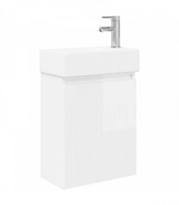 vidaXL Bathroom Vanity Unit with Tap High Gloss White — Model: with right faucet