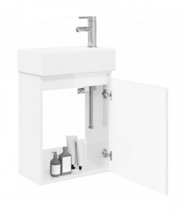 vidaXL Bathroom Vanity Unit with Tap High Gloss White — Model: with right faucet