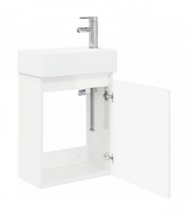 vidaXL Bathroom Vanity Unit with Tap High Gloss White — Model: with right faucet