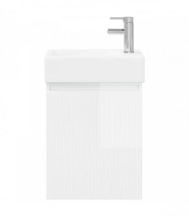vidaXL Bathroom Vanity Unit with Tap High Gloss White — Model: with right faucet