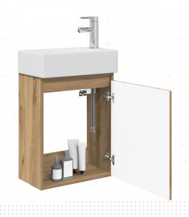 vidaXL Bathroom Vanity Unit with Tap Artisan Oak 45.5 x 22.5 x 84 cm — Model: with right faucet
