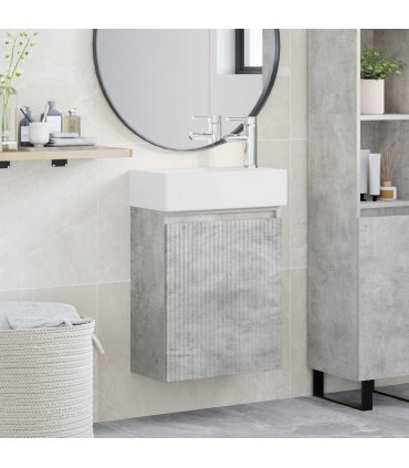 vidaXL Bathroom Vanity Unit with Tap Concrete Grey 45.5 x 22.5 x 84 cm — Model: with right faucet