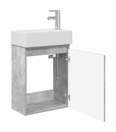 vidaXL Bathroom Vanity Unit with Tap Concrete Grey 45.5 x 22.5 x 84 cm — Model: with right faucet