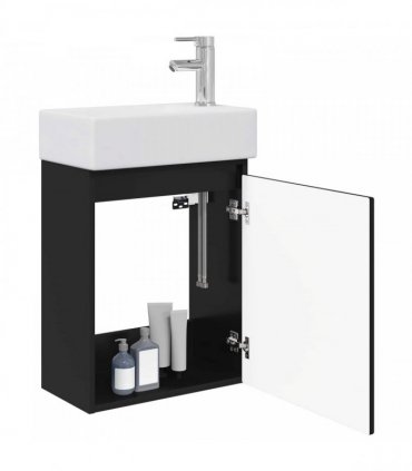 vidaXL Bathroom Vanity Unit with Tap Black 45.5 x 22.5 x 84 cm — Model: with right faucet