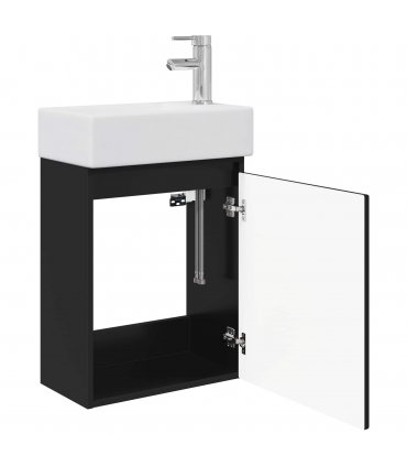 vidaXL Bathroom Vanity Unit with Tap Black 45.5 x 22.5 x 84 cm — Model: with right faucet