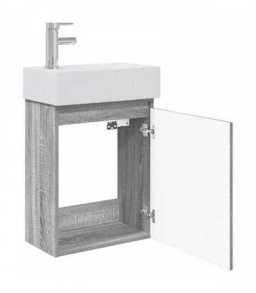 vidaXL Bathroom Vanity Unit with Tap Grey Sonoma 45.5 x 22.5 x 84 cm — Model: with left faucet
