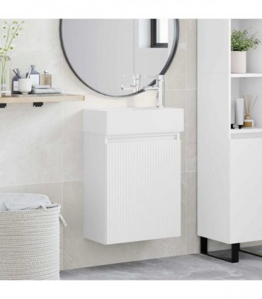 vidaXL Bathroom Vanity Unit with Tap White 45.5 x 22.5 x 84 cm — Model: with right faucet