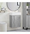 vidaXL Bathroom Vanity Unit with Tap Grey Sonoma 45.5 x 22.5 x 84 cm — Model: with right faucet