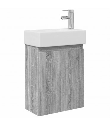 vidaXL Bathroom Vanity Unit with Tap Grey Sonoma 45.5 x 22.5 x 84 cm — Model: with right faucet