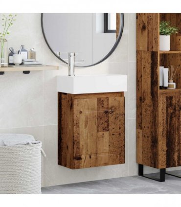 vidaXL Bathroom Vanity Unit with Tap Old Wood 45.5 x 22.5 x 84 cm — Model: with left faucet — V0672169491