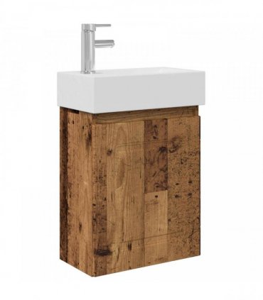 vidaXL Bathroom Vanity Unit with Tap Old Wood 45.5 x 22.5 x 84 cm — Model: with left faucet — V0672169491