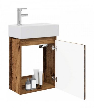 vidaXL Bathroom Vanity Unit with Tap Old Wood 45.5 x 22.5 x 84 cm — Model: with left faucet — V0672169491