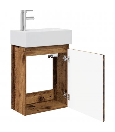 vidaXL Bathroom Vanity Unit with Tap Old Wood 45.5 x 22.5 x 84 cm — Model: with left faucet — V0672169491