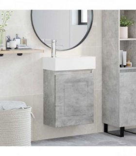 vidaXL Bathroom Vanity Unit with Tap Concrete Grey 45.5 x 22.5 x 84 cm — Model: with left faucet — V0672169495