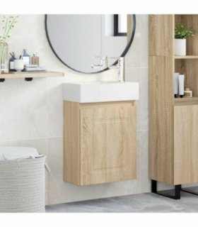 vidaXL Bathroom Vanity Unit with Tap Sonoma Oak 45.5 x 22.5 x 84 cm — Model: with right faucet — V0672169496