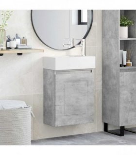vidaXL Bathroom Vanity Unit with Tap Concrete Grey 45.5 x 22.5 x 84 cm — Model: with right faucet — V0672169497
